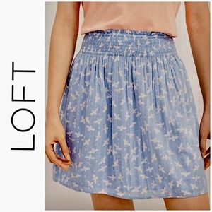 NWT LOFT smocked butterfly skirt size L